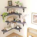 Fixwal Corner Floating Shelves Set of 5, Rustic Wood Wall Mounted Corner Shelf for Bathroom, Kitchen, Bedroom, Home Decor, Laundry Room, Living Room(Gray)