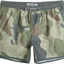 maamgic Mens Boys Short 80s 90s Vintage Swim Trunks with Mesh Lining Quick Dry Swim Suits Board Shorts (XX-Large, Camo)