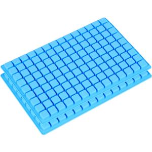 Emoly Silicone Candy Molds, 2 Pack 126-Cavity Mini Square Chocolate Molds for Gummy Jelly Truffles Pralines Caramels, Ice Cube Tray Molds (Blue)