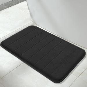 Yimobra Memory Foam Bath Mat Large Size, 31.5 x 19.8, Super Soft Non-Slip Bathroom Rug, Water Absorption, Machine Wash, Thick, Comfortable, Easier to Dry for Bathroom Mat, Tub and Shower, Black