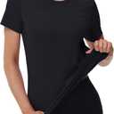 MAGCOMSEN Women's Short Sleeve T-Shirts UPF 50+ Sun Protection Quick Dry Athletic Running Workout Rash Guard Tops (Black, L)