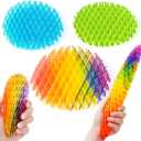 Fidget Worm: Fidget Toys Adults | 3-pack Sensory Toys for Kids & Teens | Quiet Fidgets, Anxiety Stress Relief Toy, Desk Fidgets for Autistic & ADHD Adults | Easter Basket Stuffers (Rainbow,Green,Blue) (Small/Large)