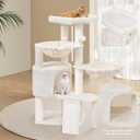 Wang Xin Three Layer Cat Tree with Cat Condo Scratch Pad and Two Hammocks,Beige