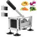 French Fry Cutter, Professional Potato Cutter Slicer, Stainless Steel Blades with 1/2 Inch & 3/8 Inch Blade, Great for Potatoes Carrots Cucumbers