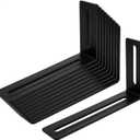10 PCS 5-5/8" Black Adjustable L-Shape Corner Brace with Slot, Steel Joint Right Angle Brackets for PC case, Fixing Furniture, Thickness 3 mm, Max Load 30 LB
