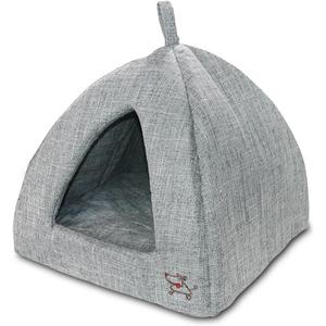 Best Pet Supplies Cat Bed for Indoor Cat, Domed Tent House with Removable Pillow, Covered Cat Cave for Small Dog, Puppies and All Breeds of Cats - Gray Linen, 16 x 16 x H:14"