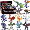 12 Pcs Dragon Toy Set with Gift Box, 4 Inch Realistic Mini Dragon Figures for Kids 3-5, 5-7, Party Favors, Birthday Decorations, Cake Toppers, Collectible Figurines for Boys Girls