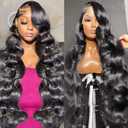 MDRTIRIM Long Wavy Lace Front Wig Glueless Brazilian Virgin Human Hair 180% Density HD Transparent Lace Frontal Wigs Pre Plucked with Baby Hair for Black Women 30 Inch