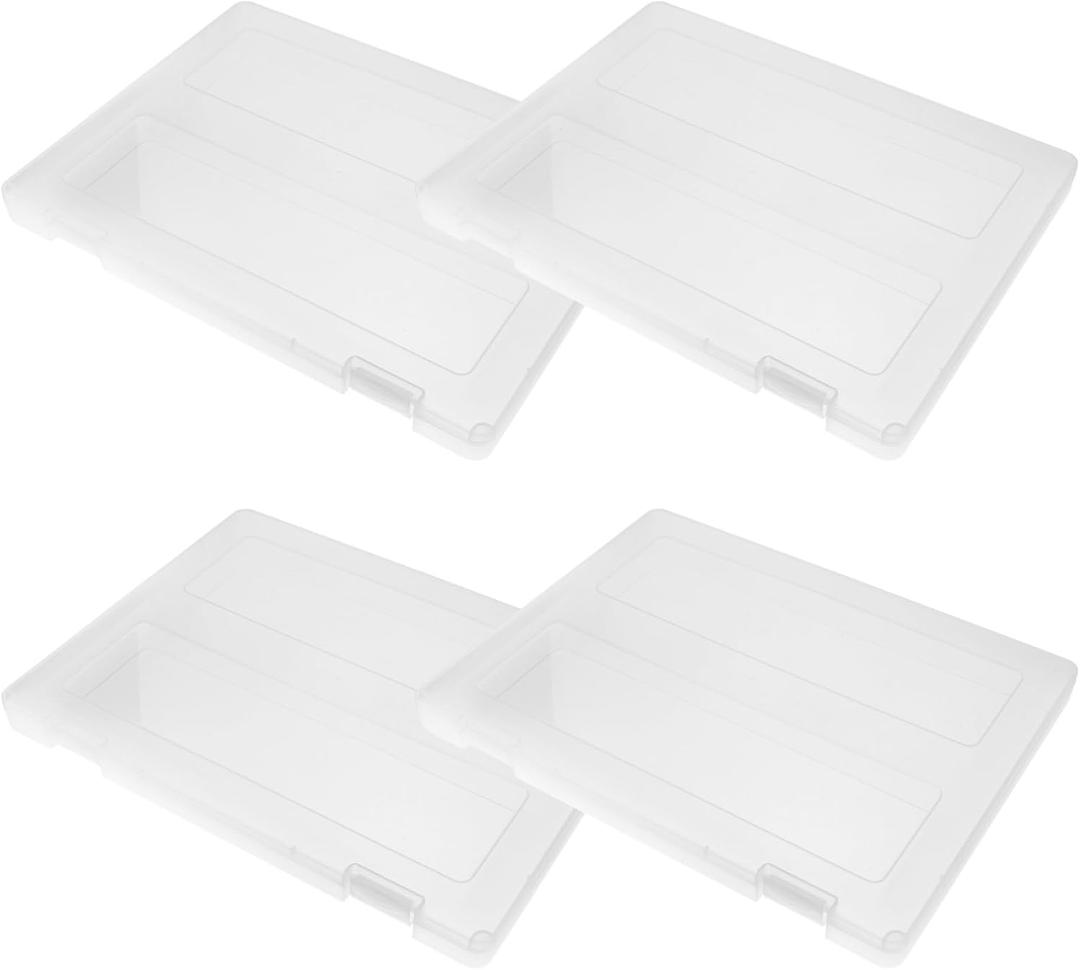 4-Piece Portable A4 File Storage Box Set Document Organizer Lids for Office Supplies Scrapbooking and Magazine Storage