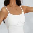 WDIRARA Women's 3 Pack Cami Crop Top Built in Bra Spaghetti Strap Camisole Tops (M)