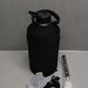 One Gallon Water Bottle Insulated, Triple Walled Vacuum Stainless Steel (Cold for 48 Hrs), Leak Proof & Non-BPA, Large Water Flask Jug with Paracord Handle & Straw Spout Lids (128 Ounces, Magic Black)