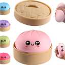 Dumpling Squishy, Dumpling Squishy Mystery Box, Cute Big Squishy Dumpling Stress Ball Fidget Sensory Toy for Adults Anxiety Relief, Novelty Squeeze Ball for Office Desk (Pink)