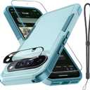 for Google Pixel 10 Pro XL Case with Wrist Lanyard Strap+Tempered Glass Screen Protector+Camera Lens Cover,Full Body Heavy Duty Rugged Shockproof Protective Phone Cover,Mint Green