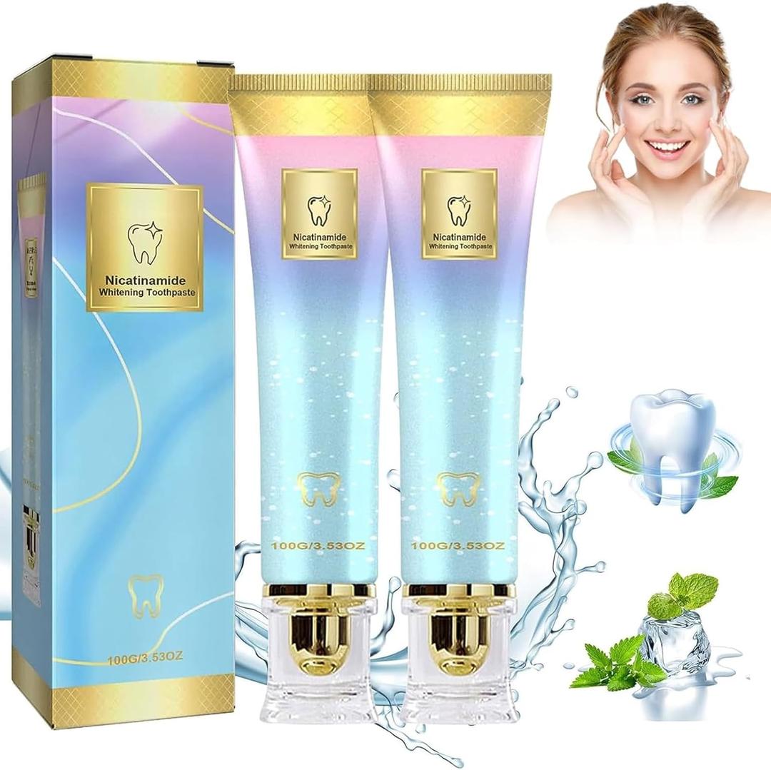2PCS Niacinamide Whitening Toothpaste, Niacinamide Toothpastes, Tooth Protection and Whitening Toothpaste, Fresh Breath, Remove Tooth Stains