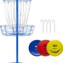 Disc Golf Basket - Portable Disc Golf Target with Heavy Duty 24-Chains Come with 6pcs Disc Golf Discs and Carry Bag, Ground Stake -Suitable for Players of All Levels