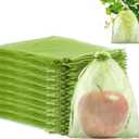 100pcs Fruit Protection Bags 8x12 inch, Green Mesh Bags Drawstring Fruit Protectors Pest Barrier for Grapes Trees & Party Favor, Candy, Jewelry Drawstring, Christmas Gift Bags, Wedding Mesh Goodie Bags