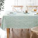 Heavy Duty Vinyl Tablecloth with Flannel Backing Waterproof Oil-Proof Plastic Table Cloth Stain-Resistant Wipeable Rectangle or Square Table Cover for Indoor and Outdoor (Green Grid 60x102 Inch)