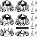 Chrome ABS Complete Axle Cover Set, 2 Front and 4 Rear with Hub Caps and 33mm Screw-On Spiked Lug Nut Covers for Semi Trucks