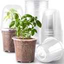 6 Inch Clear Nursery Pots with Humidity Dome, 15 Pack Durable Seed Starting Pot with Drainage Holes, Transparent Plastic Plant Seedling Pots for Indoor Gardening Plants