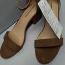 Amazon Essentials Women's Two Strap Heeled Sandals with Adjustable Ankle Strap, Padded Memory Foam Insole, Brown, 8