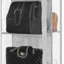 8 Grids in 1 Pack Hanging Purse Handbag Organizer with Double Zippers, Visible Purse Organizer for Closet, Fully Enclosed Handbag Storage Holder, Hanging Closet Organizer for Bags (Not Rotatable, Gray)