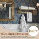 28" 2-Tier European Style Brass Foldable Towel Rack with Hook, Gold