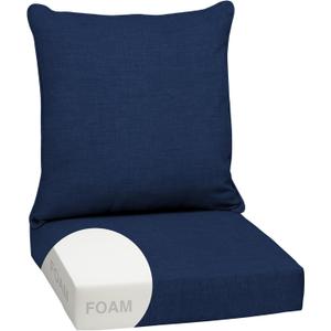 Arden Outdoor Foam Deep Seat Cushion Set, 24x24, Premium High-Density Foam, Never Flattens, Weather-Proof for Patio Chair Sofa Couch, Sapphire Blue Leala, 1 Pack