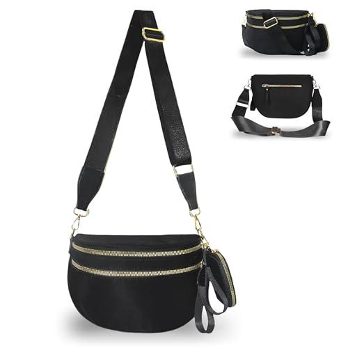 Pallocoo Black and White Checkered Crossbody Bag Bum Bag for Women, Checkered Purse Fanny Packs Belt Bag Nylon Sling Bags