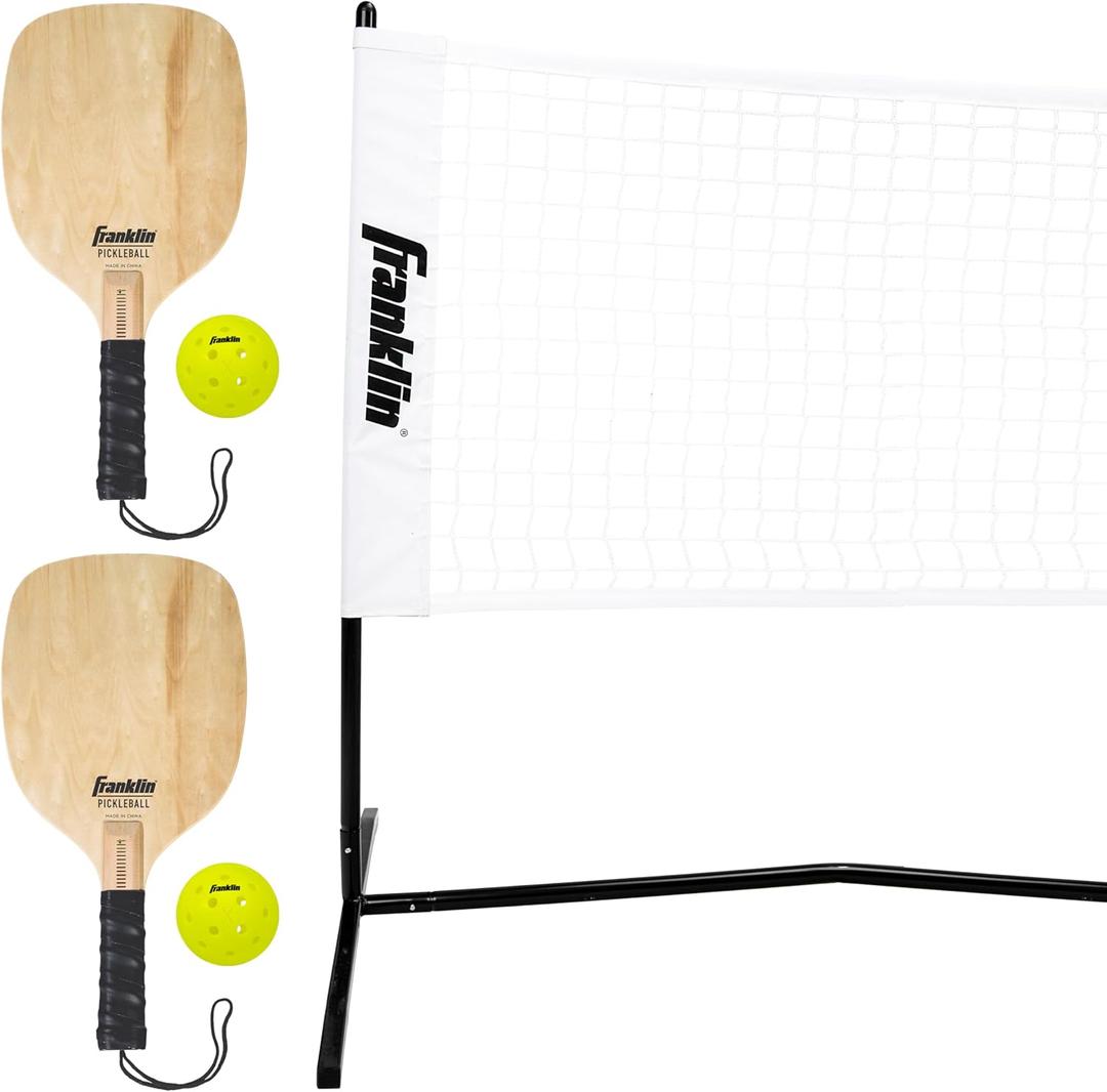 Franklin Sports Complete Half Court Size Pickleball Net Set - Includes 10ft Net, (2) Paddles, and (2) X-40 USA Pickleball Approved Balls