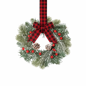 Mini Christmas Wreaths for Kitchen Cabinet, Small Christmas Candle Rings Wreaths Pillars Candle Rings Table Centerpieces, Hanging Garlands for Front Door Window Decor (No Red Ribbon)