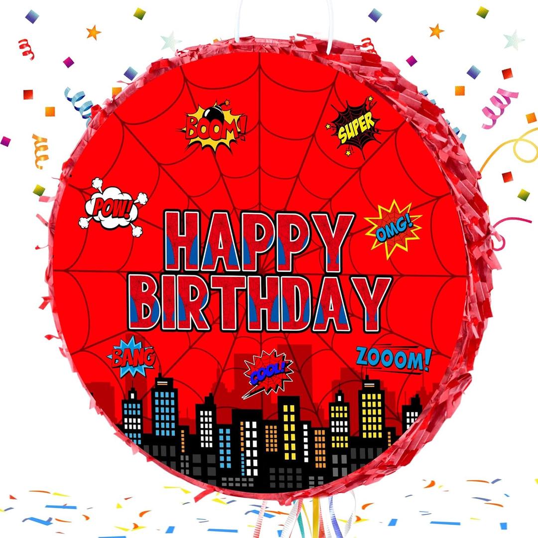 Spider Pinata, 13.7inch Mini Spider Piata for Kids Spider Birthday Party Supplies