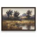 Vintage Landscape Framed Canvas Wall Art, Rustic Farmhouse Landscape Canvas Prints Aesthetic Wall Decor for Living Room, Cottagecore Wall Art Pictures for Bedroom Office (10"L x 8"W)