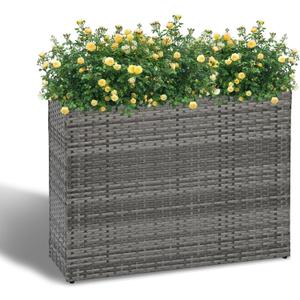 LEWIS&WAYNE Large Rectangular Block Planter Box Handmade Wicker Tall Planters for Outdoor Plants with Removable Liners Modern Planter for Indoor Outdoor Patio Deck - Gray, 38''x11''x30''
