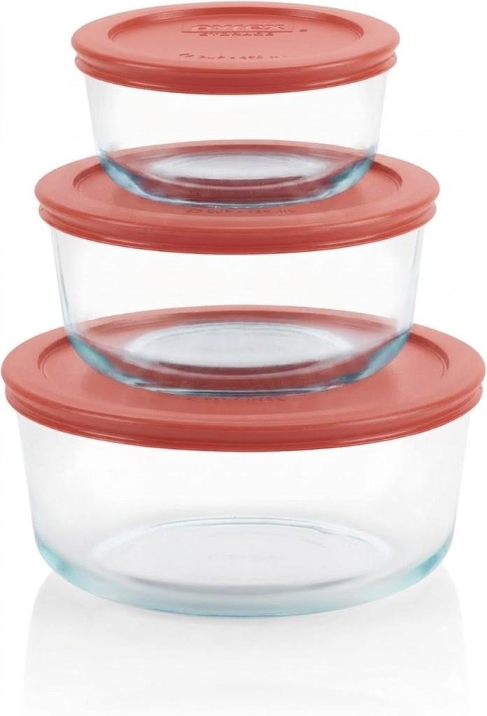 Pyrex Simply Store (3-Pack) Glass Food Storage Containers Set, (2, 4 & 7 Cup) Meal Prep Containers With Plastic BPA-Free Lids, Dishwasher & Microwave Safe