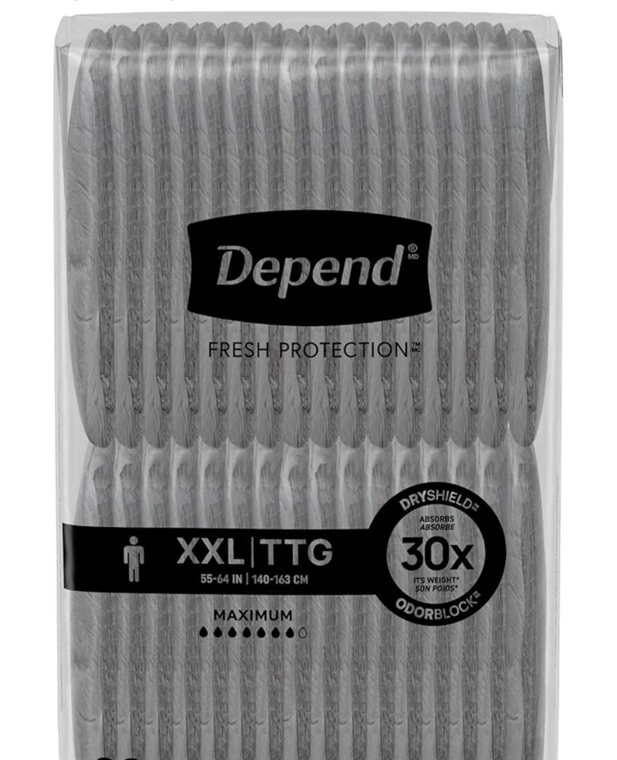 Depend Fresh Protection Adult Incontinence Underwear for Men, Disposable, Maximum, Extra-Extra-Large, Grey, 44 count