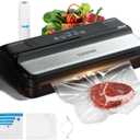 Vacuum Sealer for Food, 90Kpa 7-IN-1 Food Vacuum Sealer Machine Dry/Moist/Gentle Mode, Automatic Food Sealer with Build-in Cutter and Storage, 15pcs Pre-cut Bags, Bag Roll, Vaccum Hose