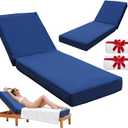 Outdoor Chaise Lounge Cushion 72"x21"x6", Waterproof 6" Extra Thickness Lounge Cushion with Removable Cover, Patio Lounge Chair Cushions Set of 2 for Outdoor Furniture, Navy Blue