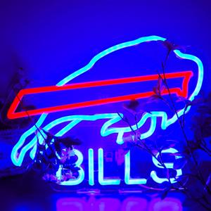 Buffalo Football Neon Signs Led Sign for Wall Decor Rugby Team Light Up Sign Suitable for Man Cave Office Bar Pub Wall Art Gifts for Teen Boys (blue)