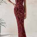 BTFBM Women Spring Dresses 2025 Elegant Wedding Guest Dresses Bodycon Tube Maxi Dress Split Floral Cocktail Dress (XXL)