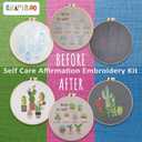 CRAFTILOO Embroidery Kits for Adults Hand Embroidery kit for Beginners with Stamped Embroidery Patterns Starter Embroidery Kit. Needlepoint kit Cross Stitch kit for Teens& Adults Cactus (Note To Self)