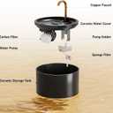 DOOOB Ceramic Cat Water Fountain, 2.1L/71oz Ceramic Cat Fountain, Automatic Ceramic Water Fountain for Cats, Pet Water Fountain with Ultra-Quiet Pump and 3 Filters & 3 Sponges (Black)