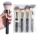 BS-MALL Soft Professional Makeup Brush Set - 4 Pcs Travel-friendly Brushes Including Foundation Brush for Liquid Makeup, Powder Brush & Blush Brush,Daily use (Black Silver)