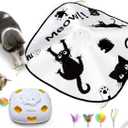 ORSDA Interactive Cat Toys for Indoor Cats, 4 in 1 Automatic Kitten Toys, Rechargeable Electric Moving Ambush Feather, Hide and Seek, Chase Feather for Kitty with 5PCS DIY Replacement (Black Meow)