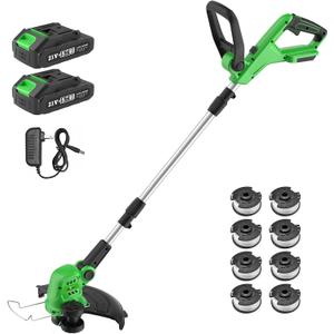 SOYUS Weed Wacker Cordless, 20V 12 Inch Cordless String Trimmer Edger, Weed Wacker Battery Operated with 8 PCS Replacement Spool Trimmer Lines with 2x2.0Ah Battery and Charger
