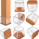 Chair Leg Floor Protectors Square, Silicone Chair Leg Protectors for Hardwood Floors, Chair Leg Caps Covers Protect Wooden Floors from Scratching 20 Pcs Medium (Fit:3/4" to 1")