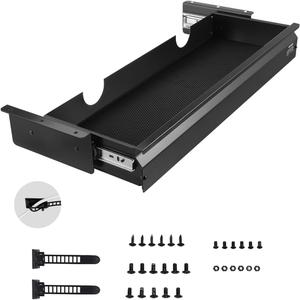 VEVOR Under Desk Drawer Slide Out, 26 inch Under Desk Mounted Pull-out Drawer Attachment, Hidden Under Counter Drawers for office Home Sit Stand Workstation, Black