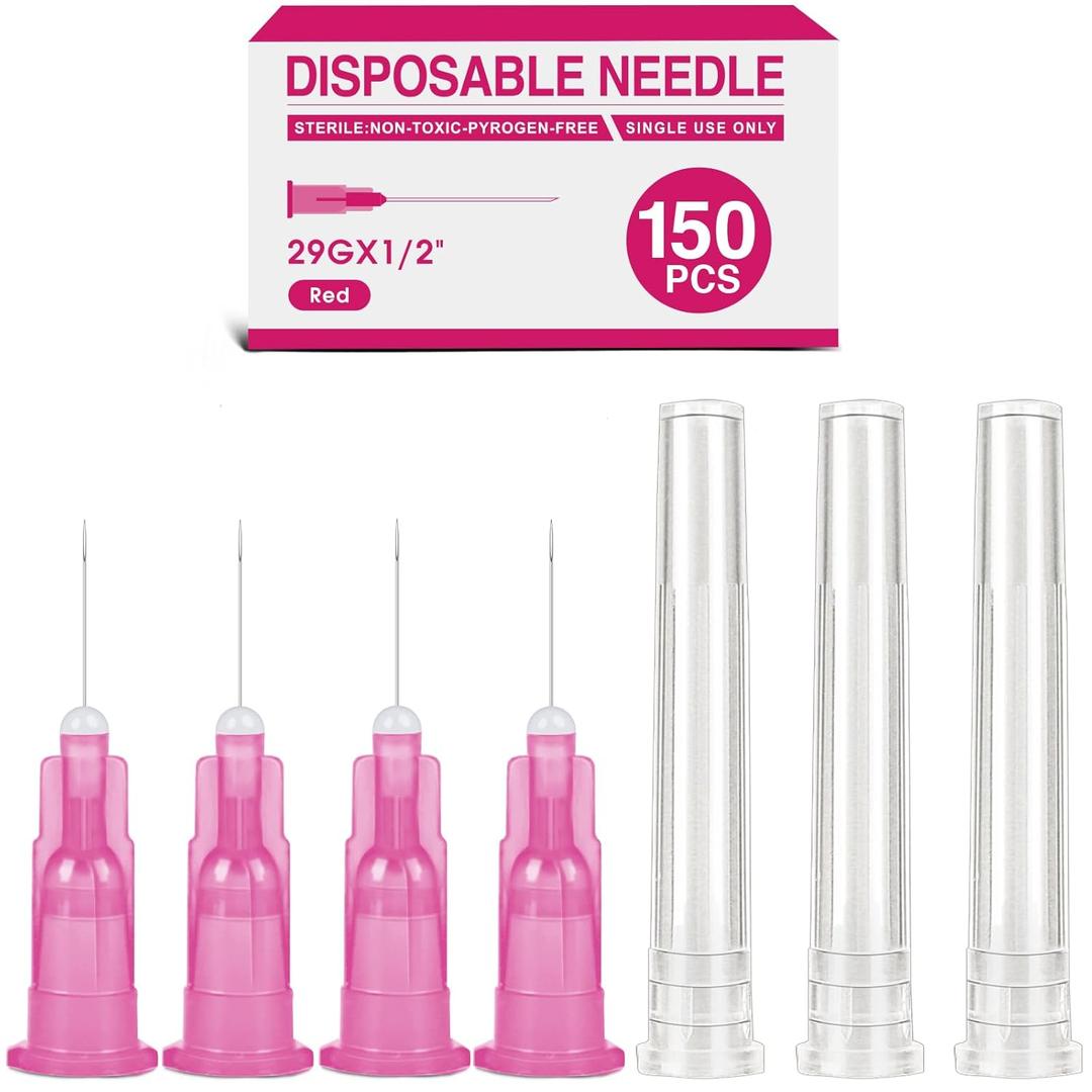 TENKAIWICK 150 Pack 29 Gauge 1/2 inch Needle, Sterile Disposable Injection Luer Lock Industrial Accessories Needles,Lab Accessories, Individually Wrapped