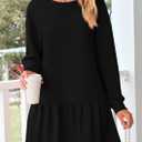 PRETTYGARDEN Womens Patchwork Sweatshirt Dress 2025 Fall Casual Long Sleeve Crewneck Pullover Cute Babydoll Mini Dresses (Black,Medium) (Black)