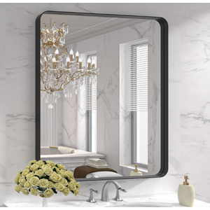LOAAO 30X36 Inch Black Metal Framed Bathroom Mirror for Wall, Matte Black Bathroom Vanity Mirror Farmhouse, Anti-Rust, Tempered Glass, Hangs Horizontally or Vertically
