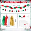 Pasimy Christmas Party Decorations Red Green Honeycomb Garlands Honeycomb Ball Garlands Tassel Banner for Christmas Birthday Wedding Baby Bridal Shower Decorations Supplies Kit